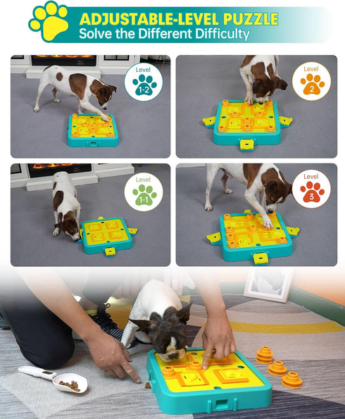 3 1 Dog Puzzle Toy Mental Stimulation - Level in Dogs Food Puzzles Toys, Dog Treat Puzzle Feeder (Advanced-Blue Board)