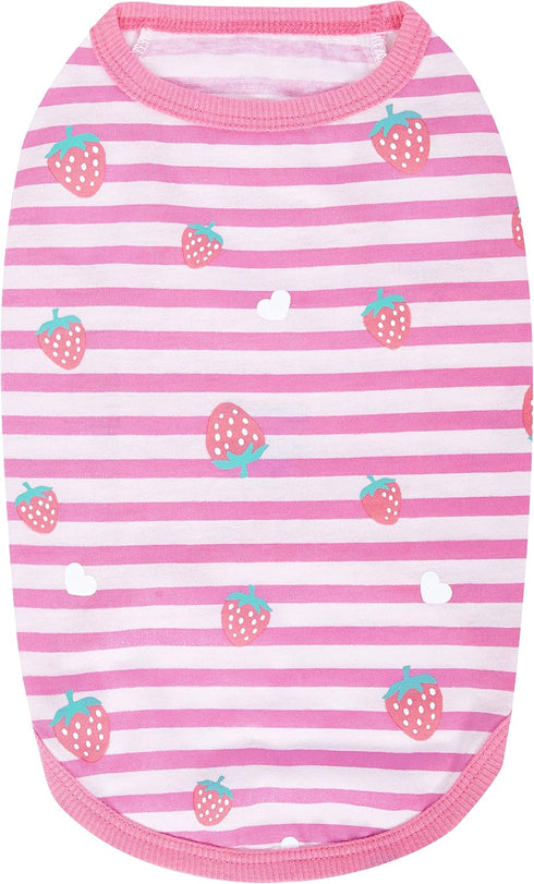 Blueberry Pet Pack of 2 Soft & Comfy Wonderland Striped Dog T Shirts - Back Length 12"