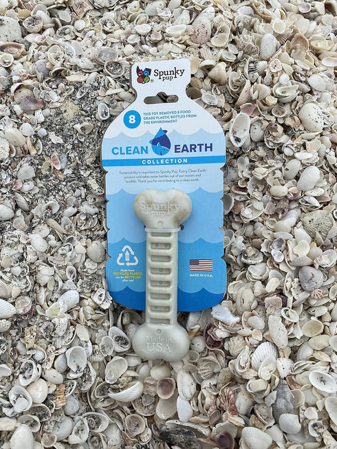 Spunky Pup Clean Earth Recycled Bone, Made in USA from 100% Recycled Water Bottles, Gray