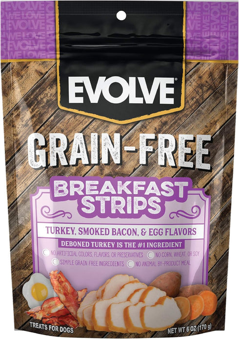 Evolve Grain Free Turkey, Bacon and Egg Flavored Dog Treats, 6oz Pack