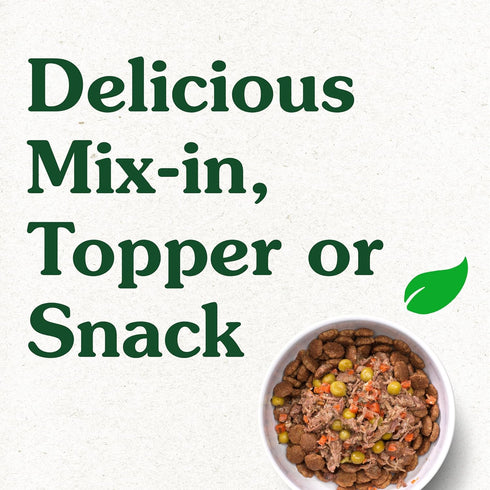 B1, 10 Count Greenies Smart Topper High Protein Wet Mix-in for Dogs, Beef, Peas & Carrots Recipe in Vitabroth Broth