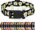 Dog Collar, Adjustable Soft Floral Pet Collar with Safety Buckle for Small Medium Large Dogs, Daisy Boys Girls (Black
