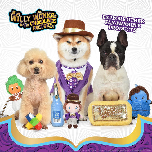 Willy Wonka for Pets Augustus Gloop Plush Toy in Textured Tube | Squeaky Dog Toys, Luxury Pet Plush