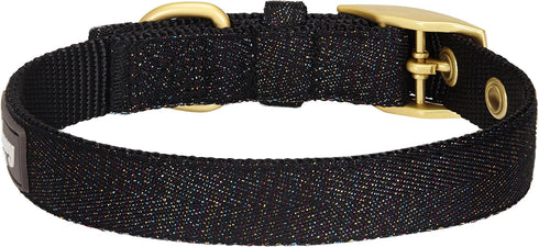 Blueberry Pet Designer Mixed Metallic Thread Adjustable Dog Collar, Holographic Shining Black, Neck 9-12.5", for Small