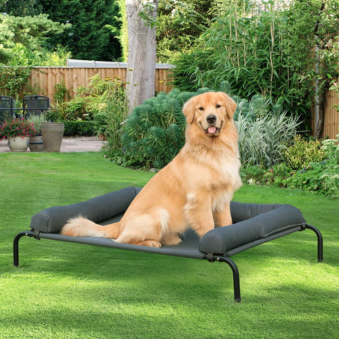 Cooling Elevated Dog Bed for Large Dogs, Portable Indoor Outdoor Raised Bed with Breathable Mesh, Chew Proof Hammock