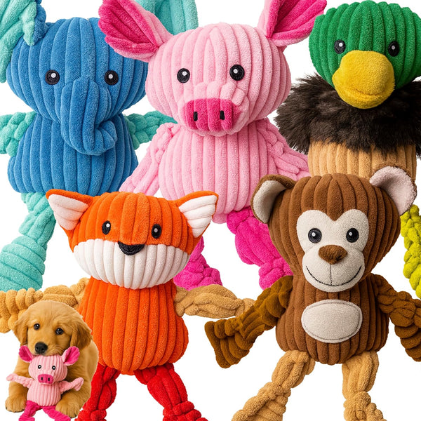 Jalousie Plush Toys Assortment Value Bundle Puppy Pet Mutt Squeak Toy for