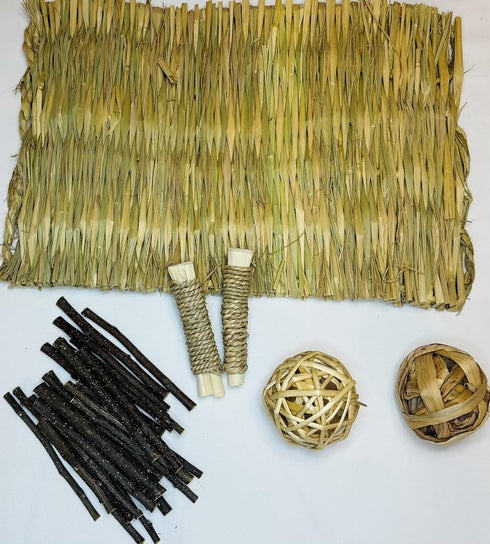 Generic Large Grass mat with chew Toys