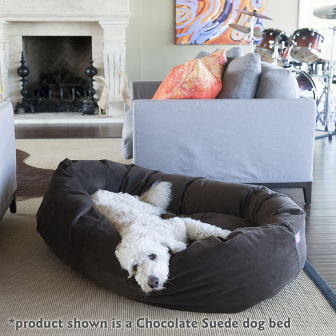 Majestic Pet 24 Inch Suede Calming Dog Bed, Cozy Soft Round Dog Bed with Spine Support, 24x19x7 Inch, Navy