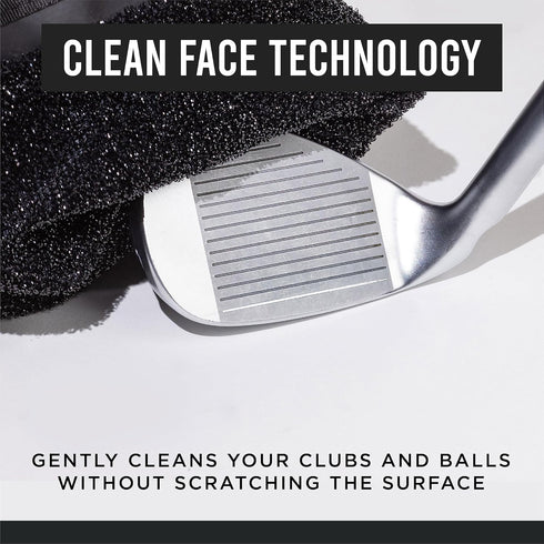 Golf Club and Ball Cleaning Bag, Waterproof Clean Face Technology, Machine Washable, Detachable Clip, Cleans Club