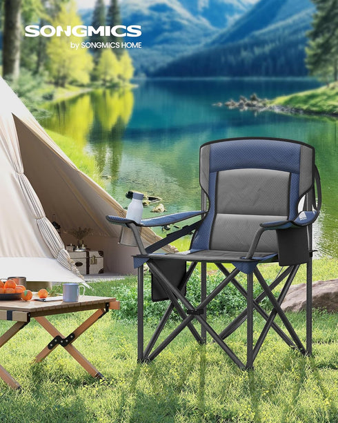 450 lb, UGCB066Q01 SONGMICS Oversized Lumbar Support Camping Chair, Heavy-Duty Outdoor Folding Chair Comfortable