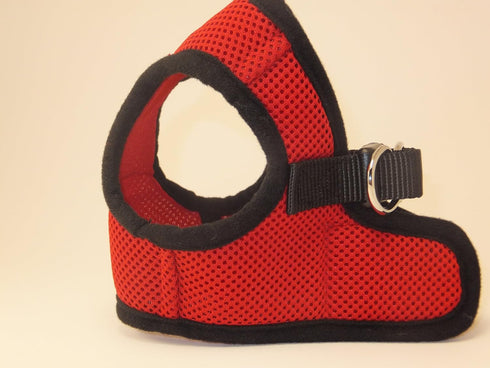 Soft No Pull Step-in Dog Harness, Small Dog XXS XS Vest for Teacup, Chihuahua, Yorkie, Pomeranian, Red Mesh