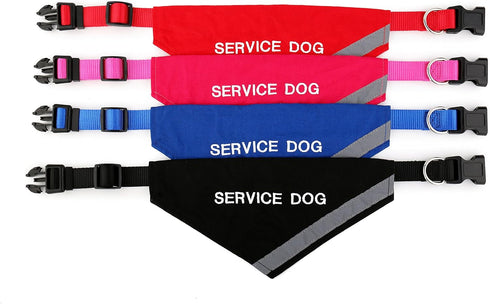 Doggie Stylz Service Dog Bandana XS Blue with Reflective Strip for Night Safety, Built-in Matching Collar