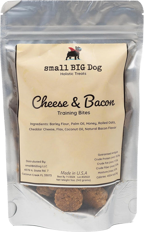 Cheese & Bacon Treats, 5 oz - Soft, Wheat-Free, 100% Natural Ingredients, Great for Senior Dogs