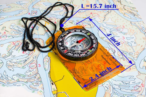 TurnOnSport Orienteering Compass - Advanced Scout Compass for Hiking, Camping, Backpacking - Best Survival Gifts for