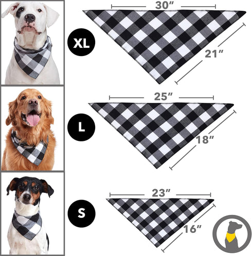 Dog Bandana - Soft Breathable Buffalo Plaid Handkerchiefs for Small Medium Large Dogs, Red