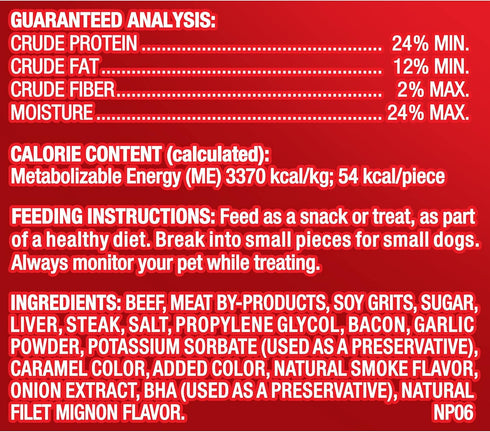 22.5 (Pack 4) Pup-Peroni Original Filet Mignon & Bacon Flavor Dog Snacks, Ounce Bag