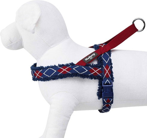 Blueberry Pet Soft & Comfy Scottish Argyle Fleece Padded Dog Harness