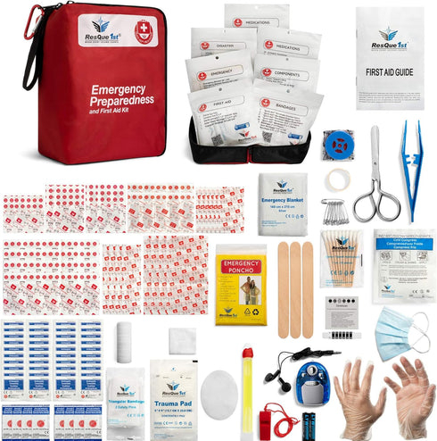 180 Travel-First Aid-Kit Car-Home Piece Survival-Kit Outdoor-Adventure - Full Portable Emergency Essential - Hiking