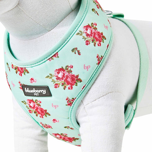 Blueberry Pet Floral Dog Vest Harness, Turquoise, X-Small, Lightweight & Comfy Fit for Small Breeds, No Pull Design