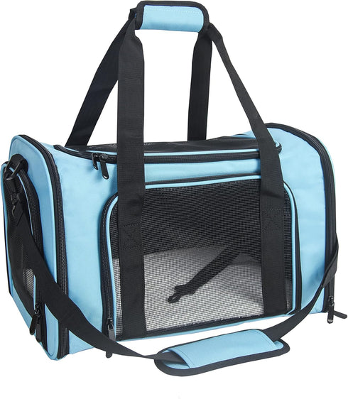 Soft Sided Carrier for Small Medium Dogs and Cats, Collapsible Travel Pet Carrier with Removable Pad, Large Blue