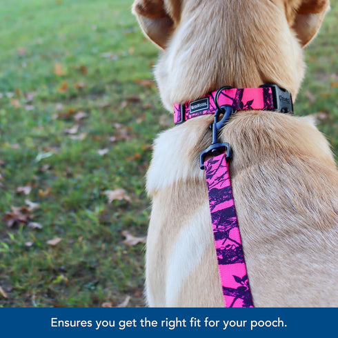 Water & Woods Blaze Patterned Dog Leash, 1" x 6', Neon Pink Tree, Comfortable Handling with Bolt Swivel Snap