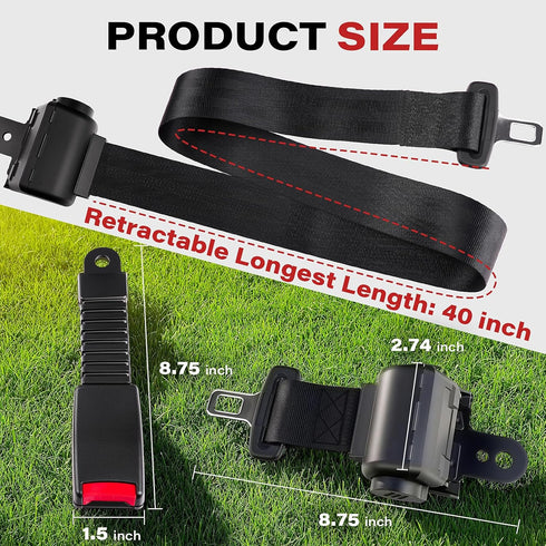 KyuerWK (2 Golf Cart Seat Belts, Retractable Universal Seat Belt Kit, Fits Club Car, EZGO, Yamaha PCS)