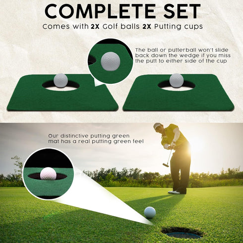 Set Upstreet Golf Putting Matt for Indoors, Mini Golf - Includes Two Mats and Two Training Balls