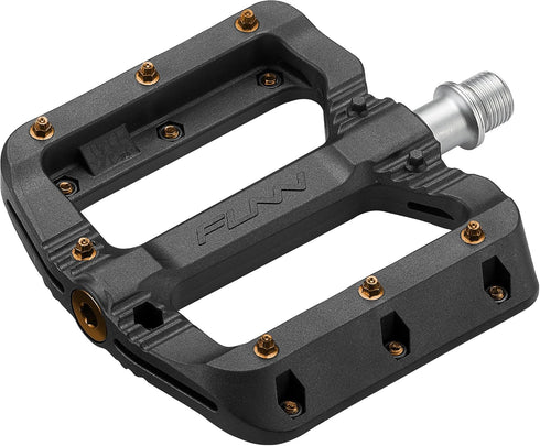 Funn Black Magic Plastic Flat Mountain Bike Pedal Set, Lightweight Wide Platform for MTB/BMX/Urban Riding