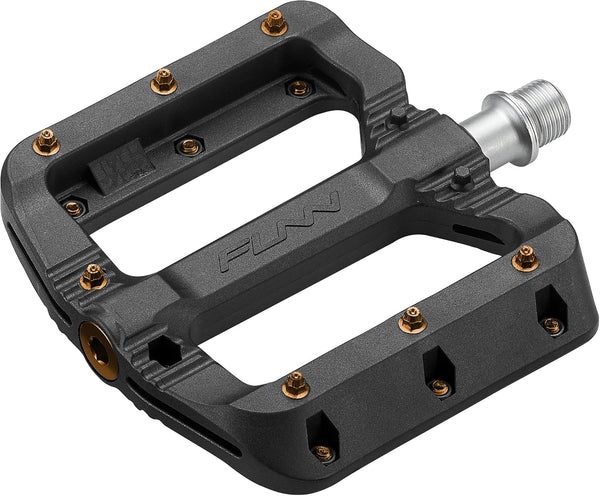 Funn Black Magic Plastic Flat Mountain Bike Pedal Set, Lightweight Wide Platform for MTB/BMX/Urban Riding
