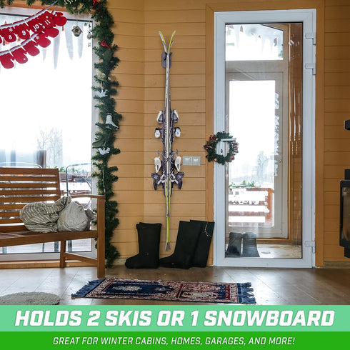 GoSports Wall Mounted Ski and Snowboard Storage Rack for 2 or 8 Ski Sizes