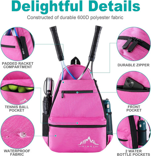 Himal Outdoors Tennis Backpack - Large Storage for 2 Rackets and Necessities, Suitable for All Ages