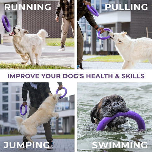 Puller Outdoor Dog Ring Toys - Fetch & Tug of War Toy for Small Medium Large Dogs, Soft Frisbee Alternative