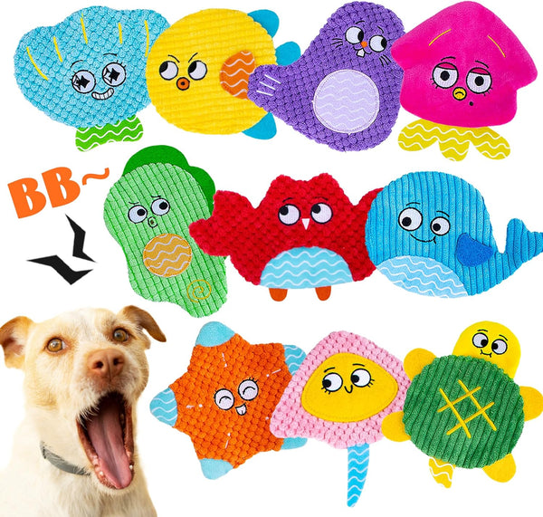 No Stuffing Dog Toys 10 Pack | Squeaky Crinkle Dog Toys for Small Medium Dogs, Interactive Teething Chew Toys