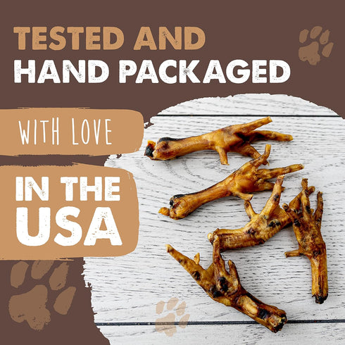 Mighty Paw Naturals Chicken Feet Dog Treats (30 Pack) | 100% Natural Dehydrated Chicken Feet for Dogs