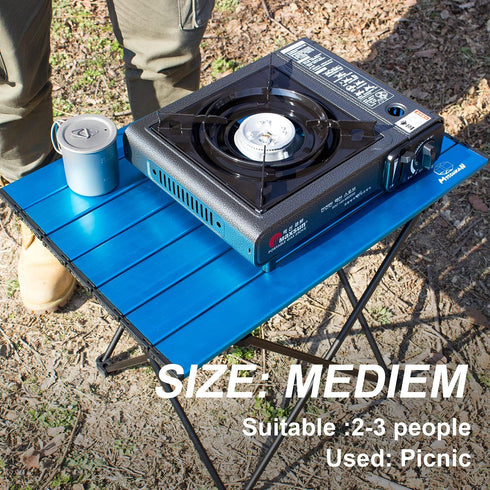 Portable Folding Camping Table, Lightweight Aluminum Camp Side Table with Carry Bag for Outdoor Beach Picnics