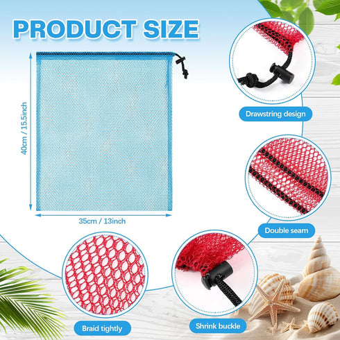 LEIFIDE 6 Pcs Diving Bag, Nylon Mesh Drawstring Bags for Snorkeling Swimming Gear