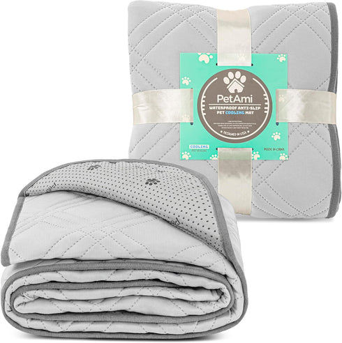 PetAmi Waterproof Cooling Mat for Dogs, Premium Pet Cooling Blanket for Bed Crate, Anti-Slip Indoor Cool Pad, Light