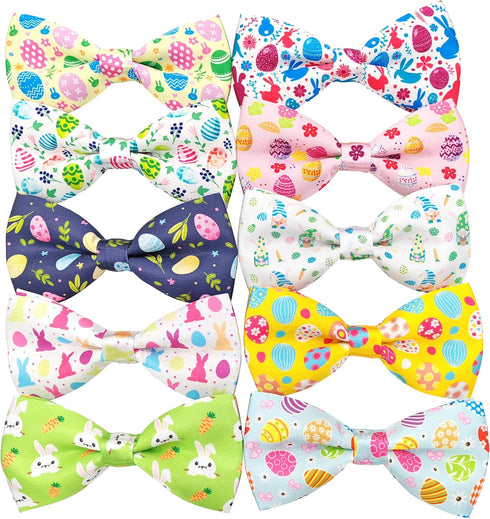 PET SHOW 10pcs Easter Day Small Dog Bow Ties for Medium Dogs, Detachable Bowties with Elastic Bands for Collars