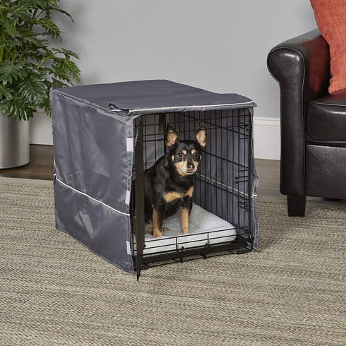 New World Small Dog Crate Cover, Light Gray Polyester Privacy Cover Fits Most 24-inch Crates