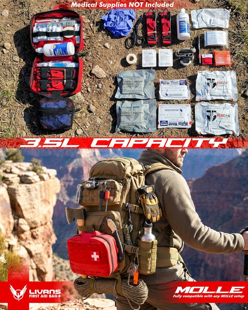 LIVANS Tactical Molle Medical Pouch - Upgraded Size, Large Capacity IFAK Pouch with Detachable Quick Release