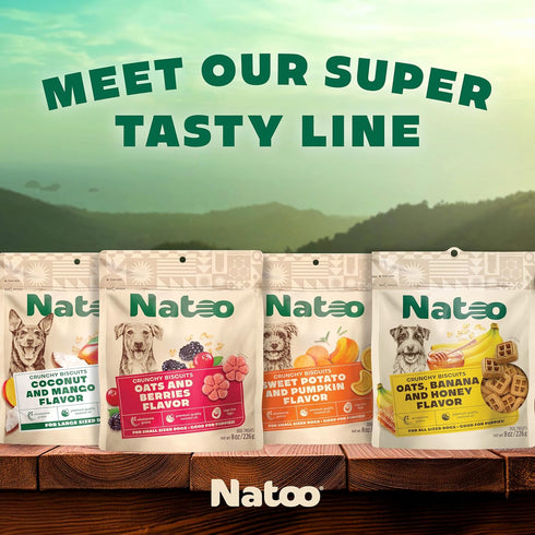 NATOO Dog Treats for Large Breed, Crunchy Biscuits with Oats, Banana and Honey, 8oz