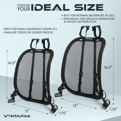 VentaPak Lightweight Ventilation Backpack Spacer: External Frame for Hiking & Biking Backpacks