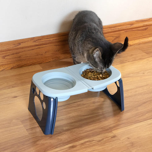 SPORT PET Elevated Travel Folding Bowls - Blue