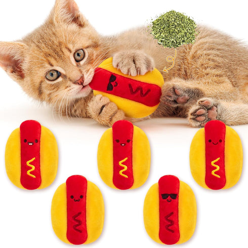 L1rabe Hot Dog Catnip Stuffed Toys - 5 Summer Gift Funny Hot