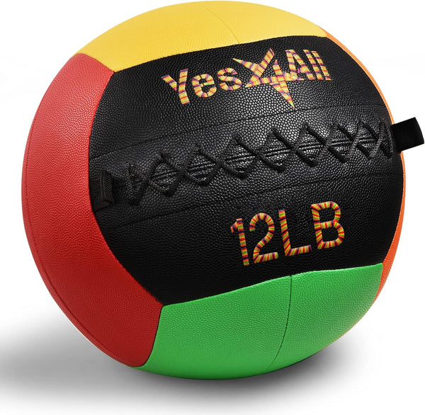 Yes4All Wall Ball, Soft Leather Weighted Medicine Ball for Dynamic Multifunctional Exercise, 6lbs - 30lbs