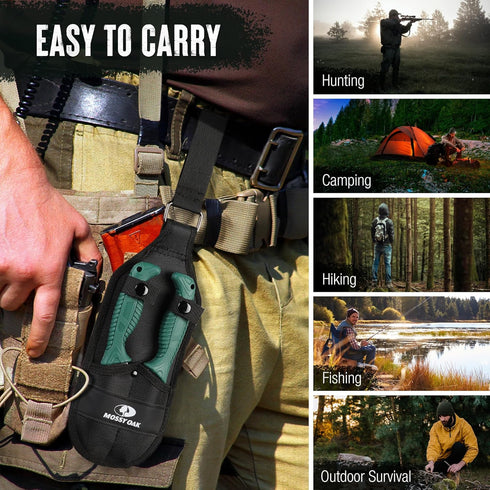 Mossy Oak 4 Pcs Field Dressing Kit, Hunting Knife Set with Gut-Hook Skinner, Caping Knife, Saw, Sharpener for Deer
