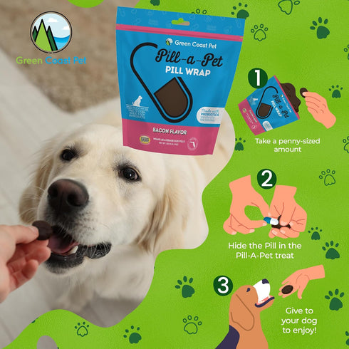 Pill-a-Pet Pill Wrap for Dogs - Probiotics Pet Pill Pockets, Bacon Flavor, Hides up to 60 Tablets