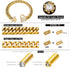 Gold Chain Dog Collar with Zirconia Locking - 18K Stainless Steel Heavy Duty Metal Puppy Bling Necklace (16mm, 14")
