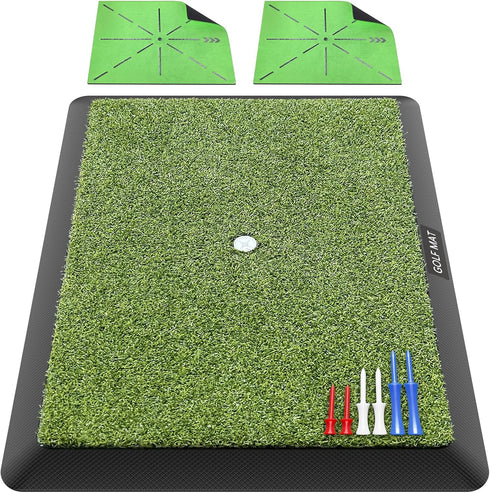 Golf Mat Artificial Turf - Indoor & Outdoor Practice Hitting/Chipping Mat with 3 Replaceable Golf Mats
