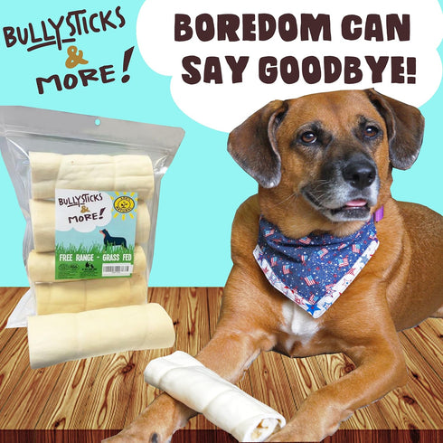6 Inch (6" 3 Count) BULLYSTICKS & MORE Beef Cheek Rolls for Dogs Extra Thick - - Beef Cheek Bones for Dogs - Dog